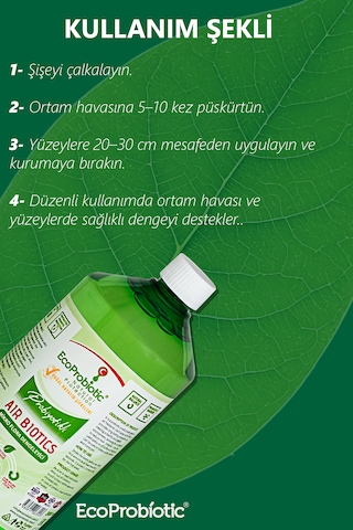 Probiyotikli Air Biotics Koku Giderici Sprey Hava Temizleyici Doğal Temiz Ekolojik Ortamlar 1l