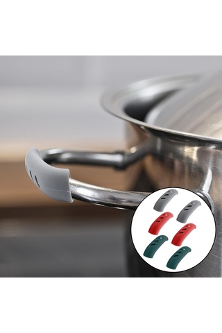 6 Paket Silikagel Pot Kolu Kapakları 3 İnç Kapak Kolu Kapakları Yeşil Kolu Tutucu Kavrama Isı Yalıtım Kolu Kapağı İçin Tava, Pot Çok Renkli