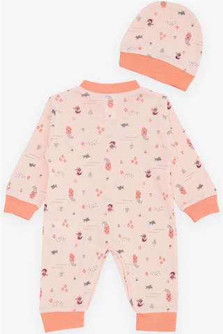 Breeze Kız Bebek Tulum Orman Temalı Kız Desenli 0 3 Ay 6 Ay, Somon Somon