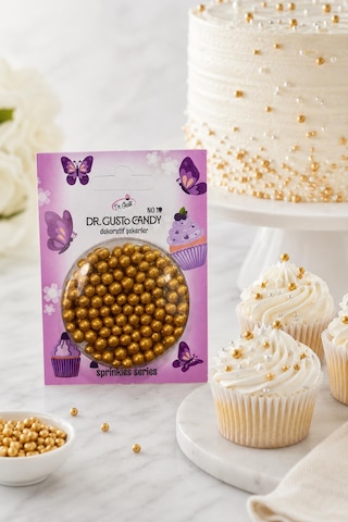 Dr. Gusto 4 Mm Candy Altın Boncuk Pasta Süsleme Şekeri Gold Dekor Şekeri