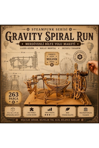 Marble Run Misket Oyunu Ahşap Maket 263 Parça Ahşap 3d Puzzle Marble Run Mekanik Maket Seti - 3d Ahşap Bilye Yolu Maketi
