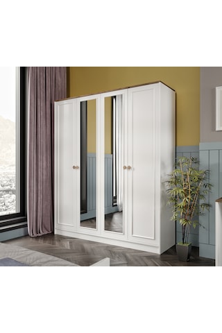 Smart 4 Kapaklı Aynalı Raflı Dolap/gardırop %100mdf