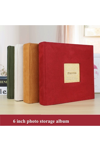 Sones 6 İnç 200 Sayfa Flanel Retro Fotoğraf Albümü Ara Fotoğraf Saklama Defteri Yeşil