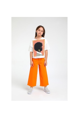 Escabel 5-14 Yaş Kız Çocuk Baskılı Tshirt Beyaz