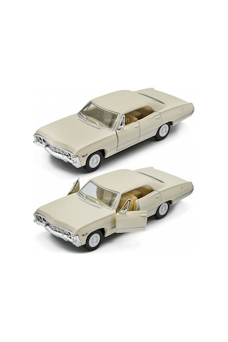 Kinsmart 1967 Chevrolet İmpala 1:34 Diecast Model Araba Krem Reng