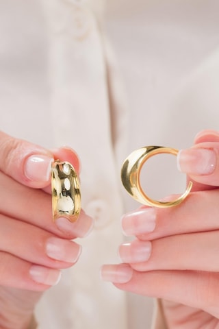 Tmt Silver 925 Ayar Gümüş 20 Mm Altın Gold Kaplama Şarnel Halka Küpe