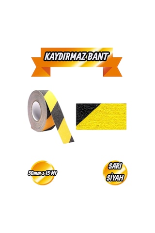 Kaydırmaz Zemin Bandı Sarı-siyah 50mmx15mt - Bant