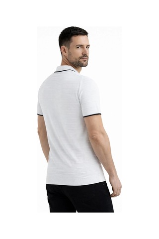 Barlashive Erkek Yazlık Dokuma Triko Tişört Düğmesiz Polo Yaka Kısa Kol T-shirt - Beyaz Çok Renkli