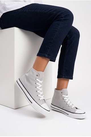N Moda Unisex Keten Ayakkabı Spor Ayakkabı Günlük Sneakers Uzun Gri