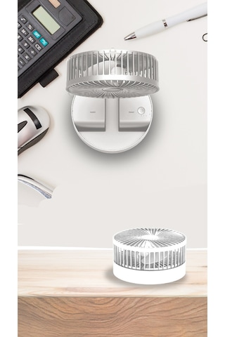 Kfan-7608 Şarjlı Beyaz Katlanılabilir Mini Fan Masa Üstü Vantilatörü Usb Soğutucu Sessiz El Fanı