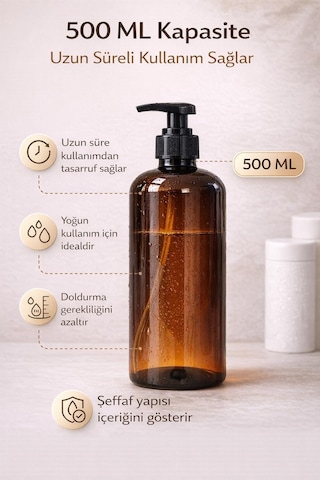 Dozajlı Basmalı Başlık Amber Şişe 500 Ml - Çok Amaçlı Amber Şişe