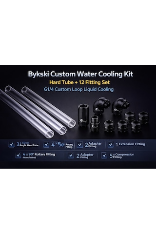 Bykski Hard Tube Water Cooling Fitting Kit 3 Tube + 12 Fitting Custom Loop Pc Cooling