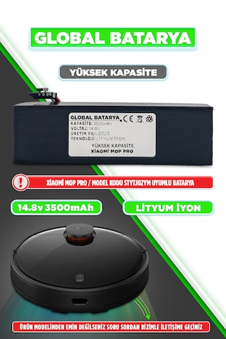 Xiaomi Vacuum Mop Pro Batarya 3500mah Yüksek Kapasite