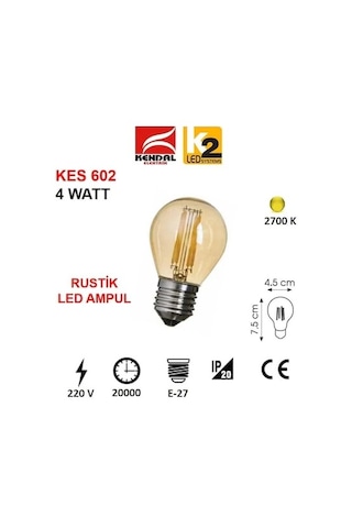 Kendal Kes 602 4 Watt Led Rustik 2700k Günışığı