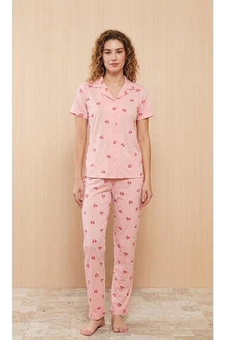 Miressa Düğmeli Pijama Takımı Pembe