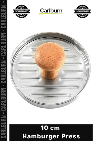 Press Profesyonel Metal Köfte Şekillendirici Ahşap Saplı Dayanıklı Kalıp 10 Cm Hamburger Press