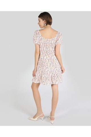 Colin's CL1063791Q1V2MTC Regular Fit Kare Yaka Baskılı Kadın Elbise Çok Renkli