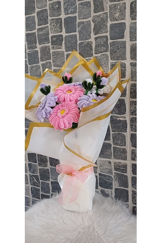 Gerbera Çiçek Buketi - Şönil Çiçek - Yapaydır Çok Renkli