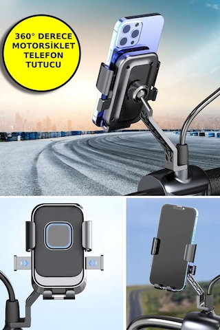 360 Derece Dönebilen Dikiz Aynası Versiyonu Telefon Tutucu Motor,motosiklet,bisiklet ,scooter İçin