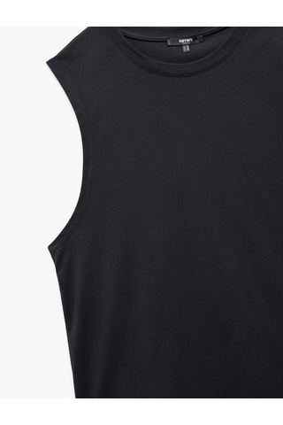 Koton Pamuklu Bisiklet Yaka Kolsuz Arkası Baskılı Atlet Antrasit 5sam30020mk Antrasit