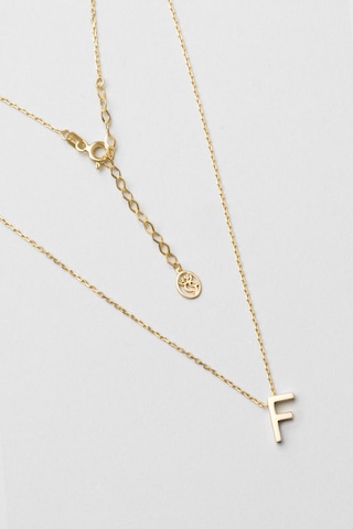 My Story F Harfi 18 Ayar Sarı Altın Kaplama 45 Cm Gümüş Kolye Gold - Gümüş
