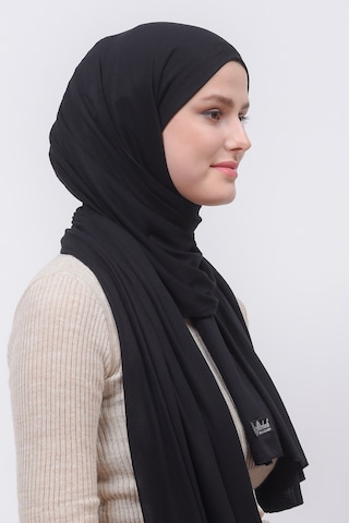 Altobeh Tesettür Kadın Düz Renk Penye Şal Hijab - Siyah