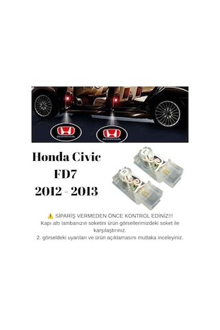 Honda Civic Fd7 2012 2013 Uyumlu Araca Özel Kapı Altı Led 3 Boyutlu Logo Lazer Işık Geçmeli Mod 2