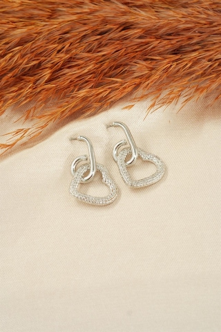 Kadın Özel Tasarım Sallantılı Kalp Model Küpe Çok Renkli