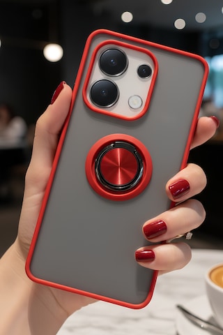 Xiaomi Redmi Note 13 Pro 4g İçin Kamera Korumalı Yüzüklü Kılıf - Leke Tutmaz Mat Ve Dayanıklı Yapı