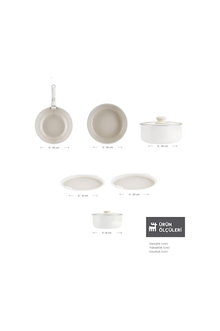 Karaca x Refika Swiss Crystal Almond Cream Easy Clıp 7 Parça Tencere Seti Ind