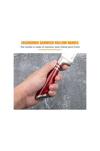 Bıçak Seti, Bileme, Makas, Sopa Paslanmaz Çelik Kırmızı İle 9 Parçalı Mutfak Bıçağı Seti Kırmızı