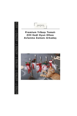 Premium Yılbaşı Temalı Zilli Kedi Oyun Oltası Avlanma Zamanı Arkadaş