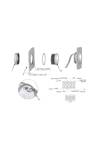 KUS 4'lü Temiz Su + Atık Su + Gri Su + 12V Voltmetre Göstergesi Beyaz 111mm