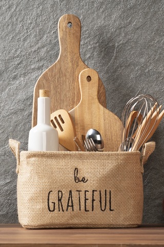Ocean Home Textile Be Grateful Jüt Sepet 24 x 17 x 14 cm