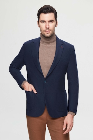 D's Damat Ds Damat Regular Fit Lacivert Armürlü Çift Yırtmaçlı Yünlü Blazer Kumaş Ceket 3hf04ır224361 Lacivert