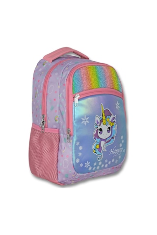 Ümit Çanta Üç Gözlü Kız Çocuk İlkokul Çantası - Gökkuşağı Unicorn - Turkuaz Pembe - 5015 Turkuaz - Pembe