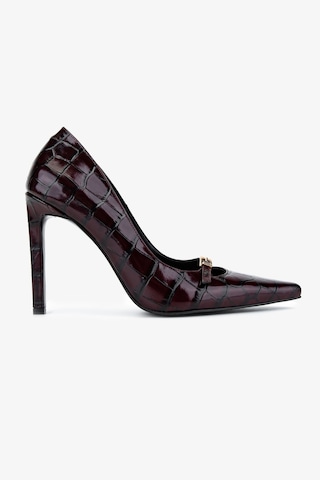 Valmenti Kadın Hakiki Deri Bordo Stiletto Ayakkabı 1138 4930 Bn Ayk Sk25-26 Bordo Kroko Bordo