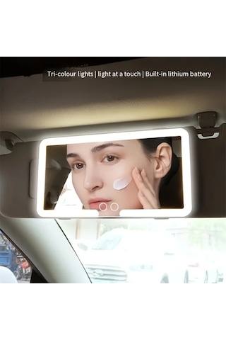 Fastbuy Dream011 Beyaz Çift Düğmeli 1 Karat Led Işıklı Araç Aynası, 3 Modlu Aydınlatma, Dokunmatik Beyaz Beyaz