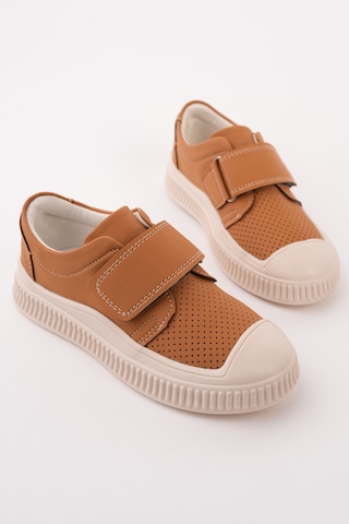 Muggo Rony Cırtlı Delikli Günlük Nefes Alabilen Unisex Çocuk Sneaker Spor Ayakkabı Taba