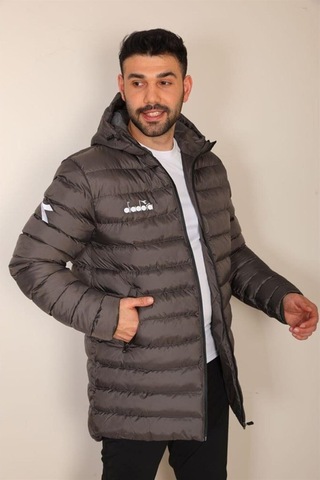 Diadora Roy Anarok Antrasit Erkek Şişme Uzun Mont - Royanarokant Gri