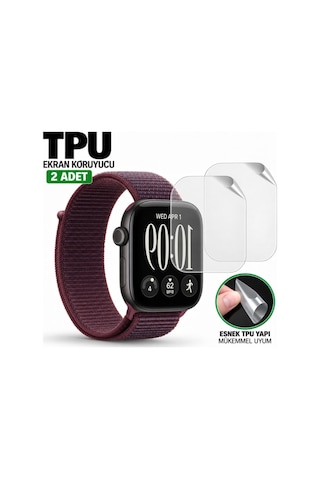 Apple Watch Series 12 46mm İle Uyumlu Ekran Koruyucu A3587 Tpu Şeffaf 2 Adet