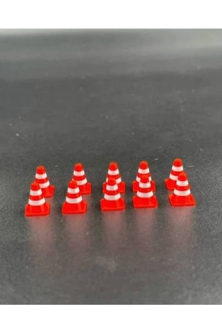 1:64 Ölçek Diaroma Trafik Aksesuarı Dubalar - Turuncu & Beyaz 10 Adet