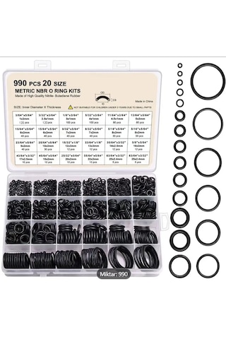 Unıversal Oring Seti Siyah 20 Tip - 990 Adet