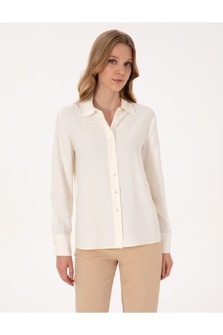 Pierre Cardin Kadın Beyaz Gömlek Desenli 50318219-vr259 Beyaz