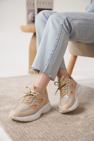 Daxtors Sameto Günlük Ortopedik Kadın Sneaker Spor Ayakkabı Bej