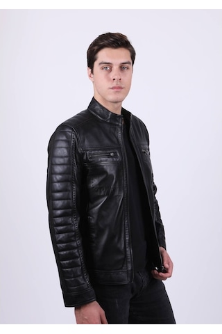 New Zaya Leather Erkek Siyah Hakiki Deri Ceket (466905892) Siyah