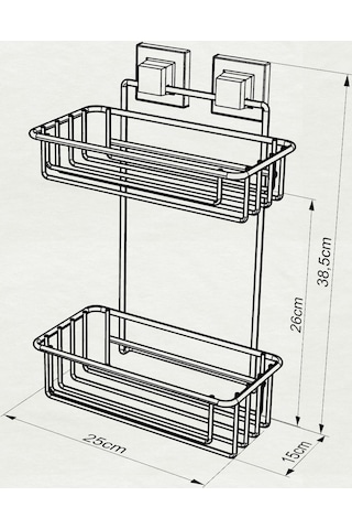 Teknotel Yapışkanlı Iki Katlı Banyo Duş Rafı Krom Ef256 Çok Renkli