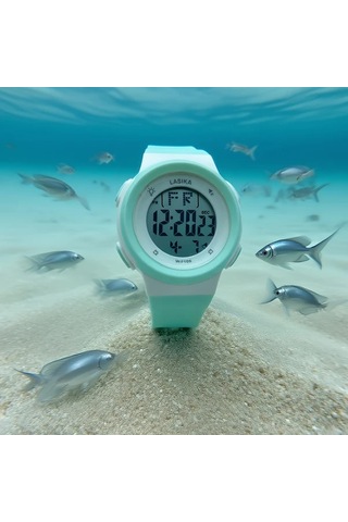 Primepickings Siyah Çocuklar İçin Dijital Alarmlı Su Geçirmez Öğrenci Saati Siyah