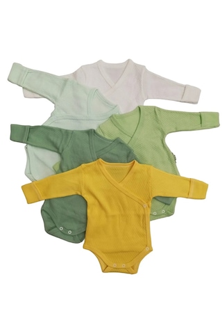 Uzun Kollu Kendinden Eldivenli Çıtçıtlı Kruvaze Badi 5 Li Paket Çok Renkli