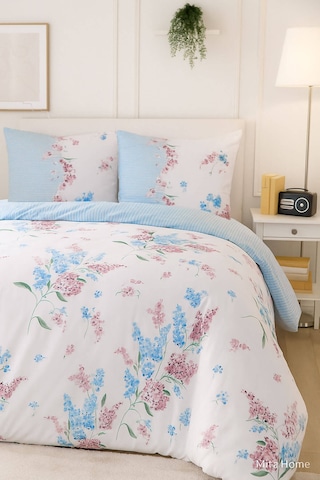 Çift Kişilik Pamuklu Nevresim Takımı Krizantem Desenli Renkli